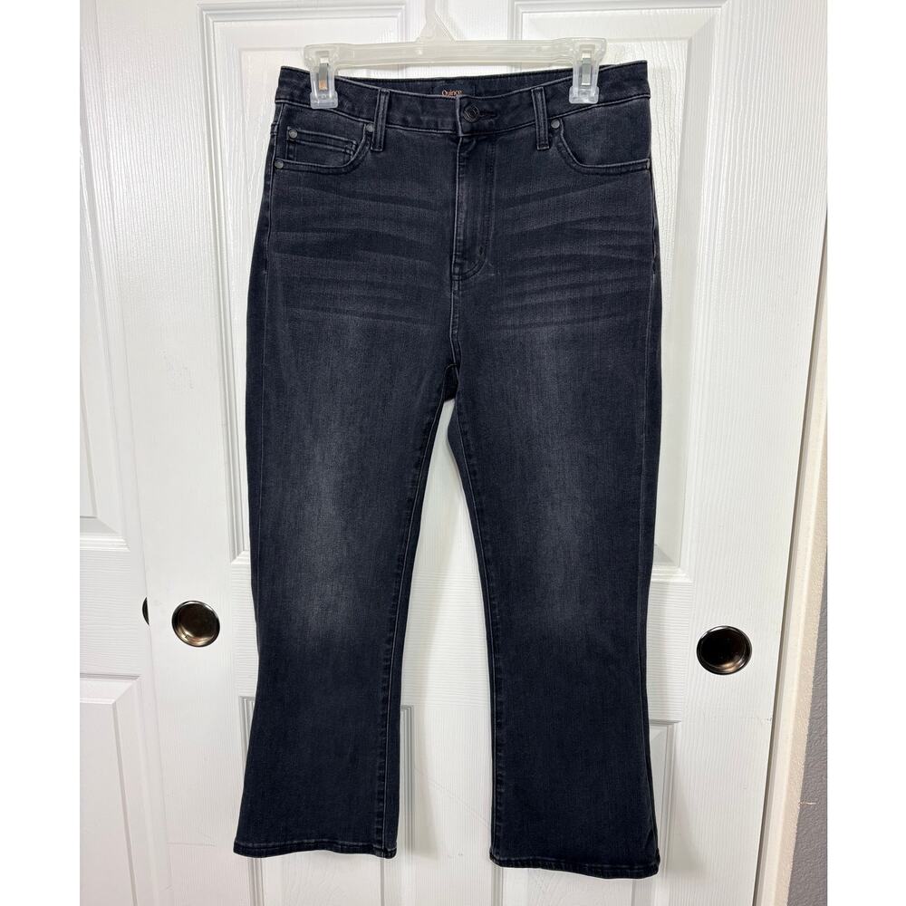Quince Bella Stretch Kick Flare Crop Jeans Faded Black Size 29 Organic Cotton